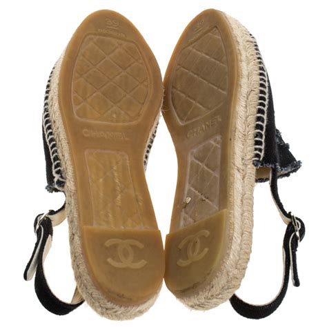 chanel espadrilles 39.5|Chanel sandals cc logo.